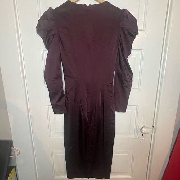 Dress the Population Deep V Neck Puff Sleeve Dress - Picture 5 of 9